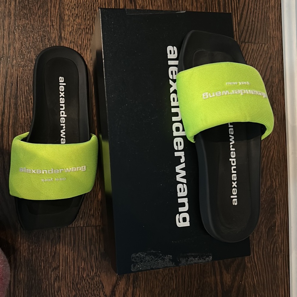 Neon Alexander Wang Pool Slides.Great Condition W… - image 2